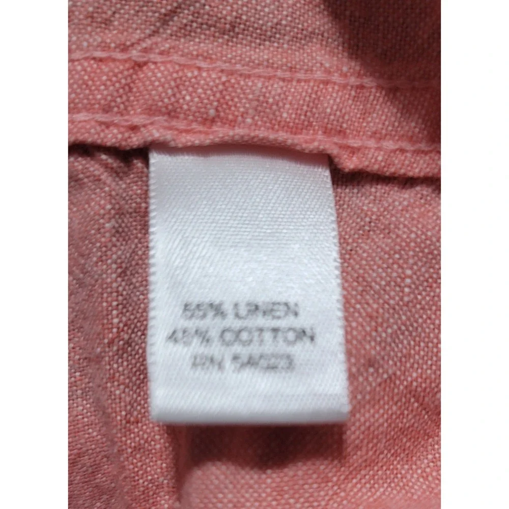 Banana Republic Men's Orange Linen Cotton Slim Fit Button‎ Up Shirt Size L Tall